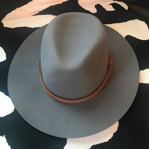 Gray Fedora Hat with Brown Band
